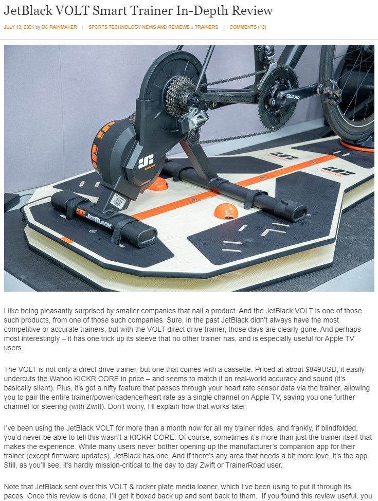 Dc Rainmaker Review The Volt Smart Trainer